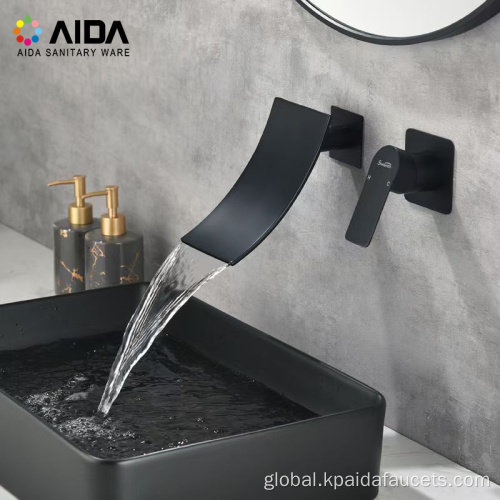  Brass Chrome Matte Black hidden in Wall Mounted Cold Hot Water Mixer Tap Bathroom Concealed Basin sink Waterfall Faucet Manufactory